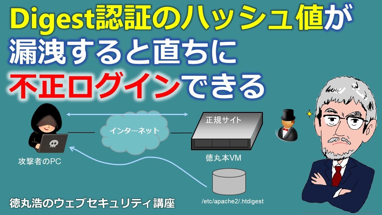 Digest認証のハッシュ値が漏洩すると直ちに不正ログインできる