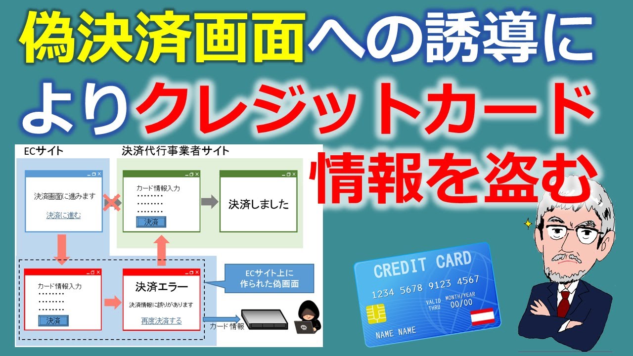偽決済画面への誘導によりクレジットカード情報を盗むデモンストレーション（Type5）